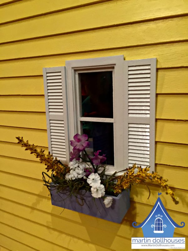Flower boxes on Barbie doll house from Martin Dollhouses