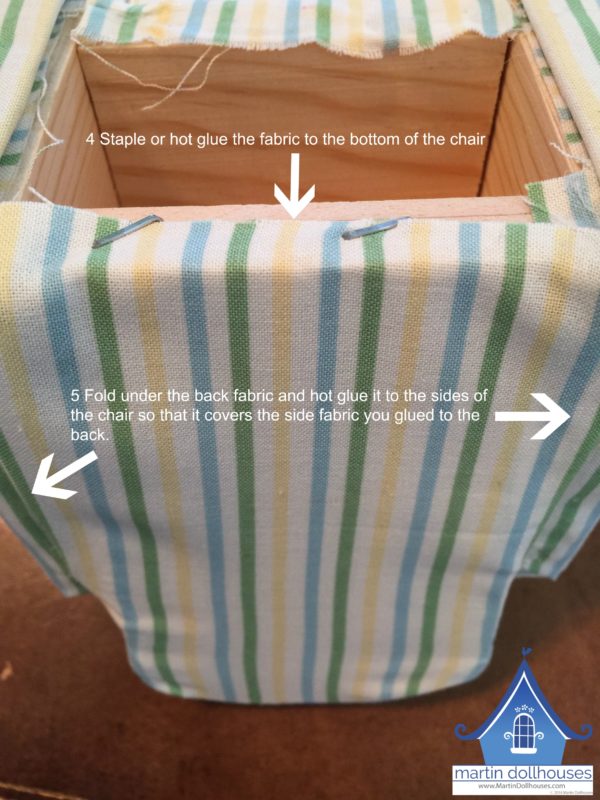 Attaching fabric to bottom of DIY Upholstering Wood Barbie Chair