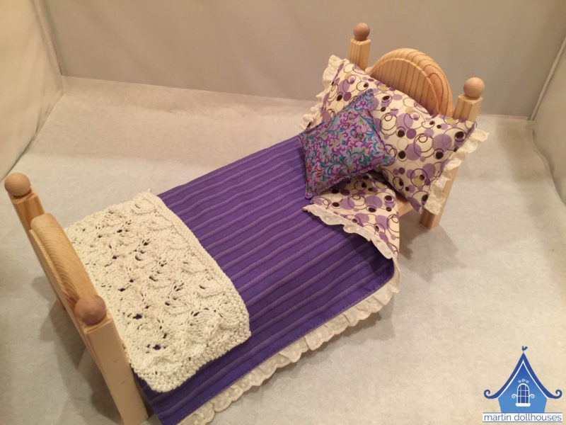 DIY Barbie Bedding purple stripes with circle pillows